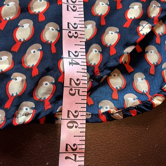 Halo Navy Red Tail Bird All Over Print Button Up Sleeveless Top size S/M - Picture 9 of 12